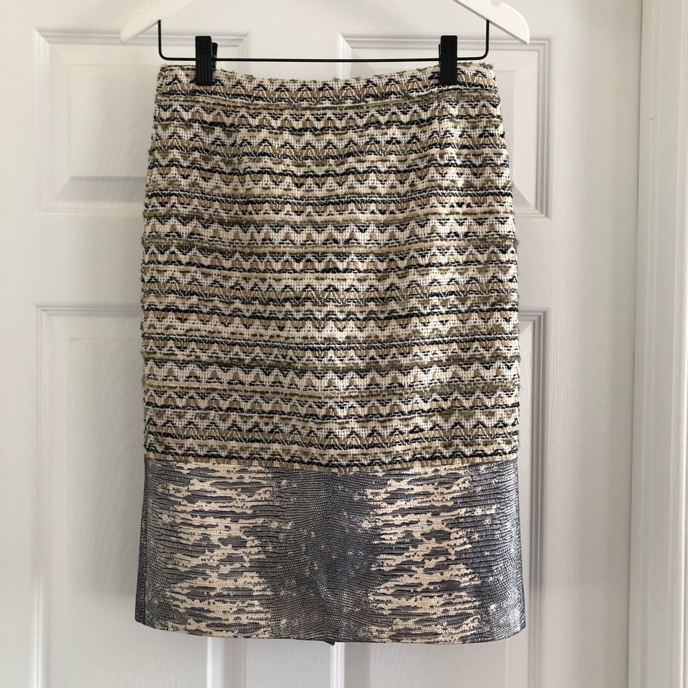 Tory Burch Vanessa Tweed and Leather Skirt